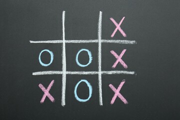 Canvas Print - Tic tac toe game drawn on chalkboard