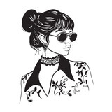 Fototapeta Storczyk - Girl Glasses Fashion Illustration