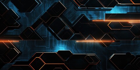 Wall Mural - Dark color Scifi design external panels abstract. Wide format.