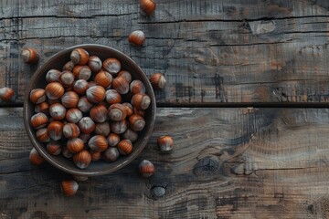 Canvas Print - hazelnuts in a wooden bowl