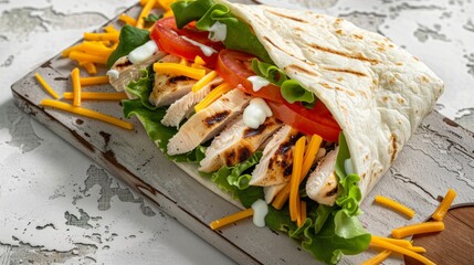 Sticker - Savory Grilled Chicken Tortilla Wrap with Fresh Vegetables