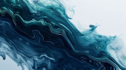 Poster - Beautiful abstraction of liquid paints in slow blending flow mixing together gently