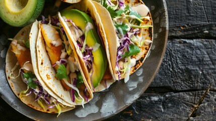 Sticker - Grilled Fish Tacos with Avocado and Cabbage Slaw