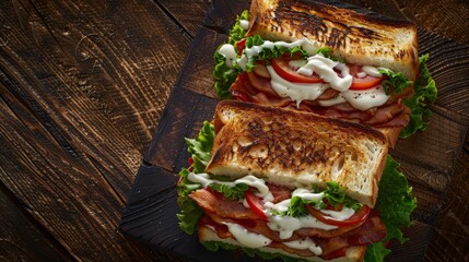 Poster - Healthy BLT Sandwich with Toasted Bread and Sesame