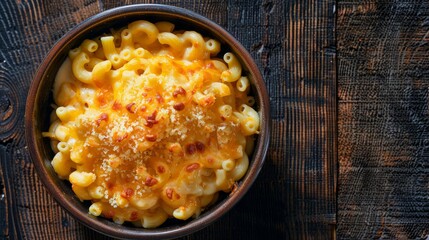 Wall Mural - Homemade Mac and Cheese in a Black Bowl