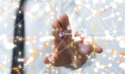 Neural network 3D illustration. Big data and cybersecurity