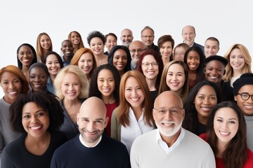 Diverse group of people smiling happy faces