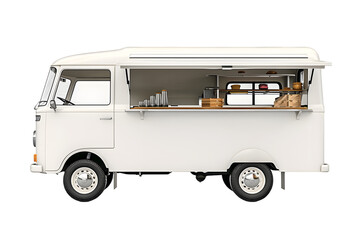 White Food truck isolated on transparent background