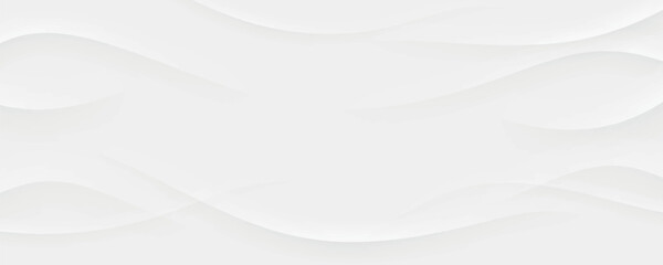 Fototapete - Abstract white and gray gradient wavy pattern texture banner template design background with copy space. Modern and minimal scene concept. Vector illustration.