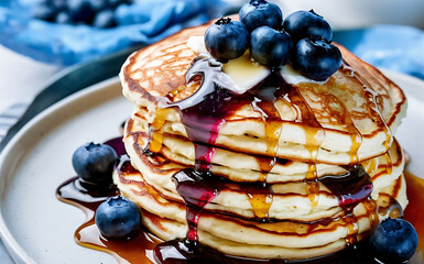 Canvas Print - Capture the essence of Blueberry Pancakes in a mouthwatering food photography shot