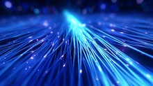 Computer-generated abstract background featuring blue-glowing interconnected fiber optic cables in 3D rendering.