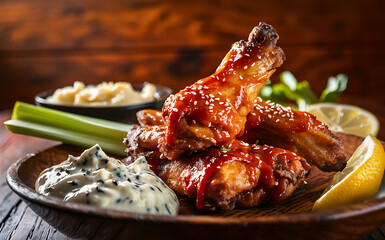 Wall Mural - Capture the essence of Buffalo Wings in a mouthwatering food photography shot