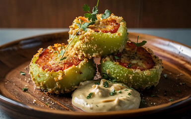 Wall Mural - Capture the essence of Fried Green Tomatoes in a mouthwatering food photography shot