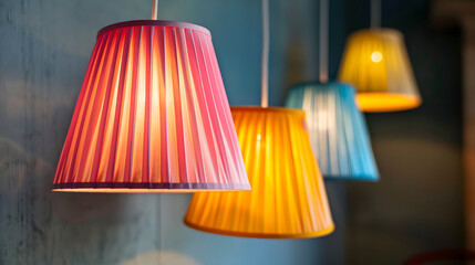 Sticker - Colorful Pleated Lampshades, Cute Home Cozy