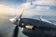 Jet engine propeller from window on a flight