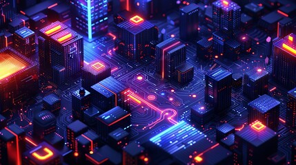 Digital cyberspace futuristic, Digital data matrix flowing and lighting, High speed internet connection data analysis process motion abstract background. 3d rendering