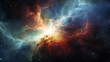 A stunning rendering of a colorful nebula, suggesting the dynamic processes occurring in distant parts of the universe