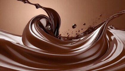 Wall Mural - decadent chocolate elegance swirl of dark liquid splashing in creamy wave irresistible delight flowing brown cocoa in delicious dessert background