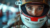 Fototapeta Przestrzenne - Female pilot in a car race