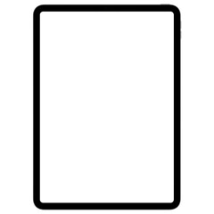 Front side photo of gray tablet without background. Template for mockup