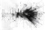 Fototapeta Tęcza - Delve into the intricacies of a black and white hypercomplicated data matrix, serving as a dynamic screenshot background texture for a web banner design