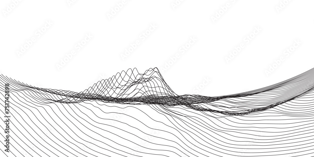 Abstract wireframe background. 3D grid technology illustration ...
