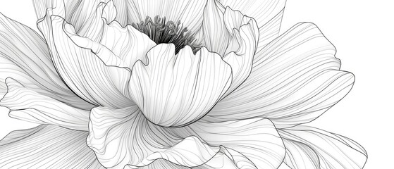 Wall Mural - A illustration of a blooming flower with outlined in black lines,