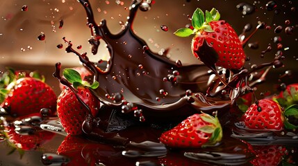 Wall Mural - sweet chocolate with strawberry splash
