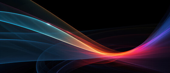 Wall Mural - multicolored neon wavy lines isolated on black background, digital glowing energy. abstract pattern 