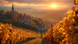 Splendid vineyards landscape in South Styria near Gamlitz. Autumn scene of grape hills in popular travell destination.