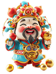 Poster - Cute lucky Chinese god on transparent background PNG
