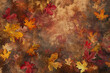 Generate a mottled background that evokes the rich texture and color of autumn leaves on the forest floor, with a tapestry of reds, oranges, yellows, and browns