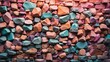 Colorful stone wall in random shapes