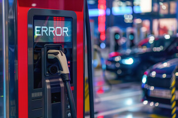 The display on the electric charging station shows an error message.