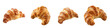 A set of golden croissants isolated on a transparent background.