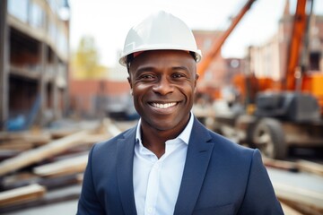 Wall Mural - Portrait of a middle aged man engineer on the construction site