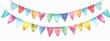 Set carnival garlands with flags birthday party decoration. string of flags. banner background. Decorative colorful party pennants for birthday celebration. festival and fair decoration. Watercolor