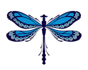 Wall Mural - dragonfly silhouette. beautiful insect sign and symbol.