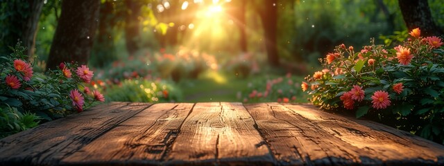 Canvas Print - a wooden table with blurry background