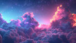 Infinite space background with clouds, nebulas and stars neon colors, This image elements furnished by NASA