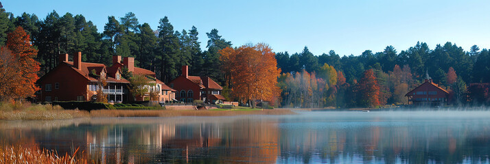 Sticker - The castle of the crystal mirror, reflected in the clean waters of the lake, creating the impre