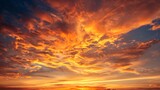 Fototapeta  - Fiery sunset sky background