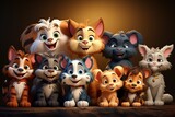 Fototapeta Pokój dzieciecy - Cartoon Animal Set: a collection of diverse characters filled with fun, kindness and cheerfulness, ready to bring smiles and joy to your day.