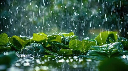 Canvas Print - growth rain plants