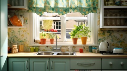 Canvas Print - view window kitchen background