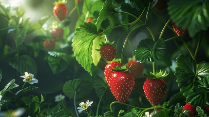 Canvas Print - red strawberry plant