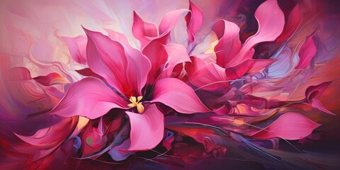 Canvas Print - Vibrant petals dance in a whimsical canvas of fuchsia, bursting with an ethereal blend of art and nature