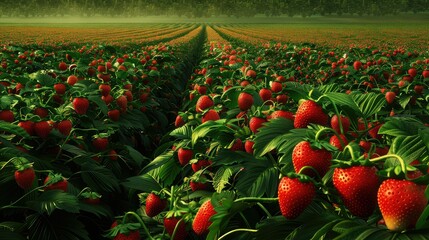 Canvas Print - farm strawberry field