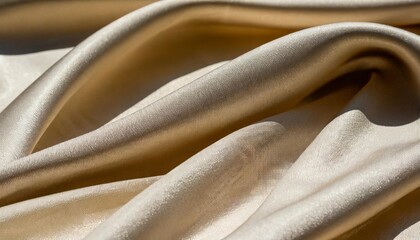 Wall Mural - beige satin fabric texture background with sunlight and shadow from window high quality photo