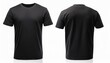 realistic set of male black t shirts mockup front and back view isolated on a transparent background cut out